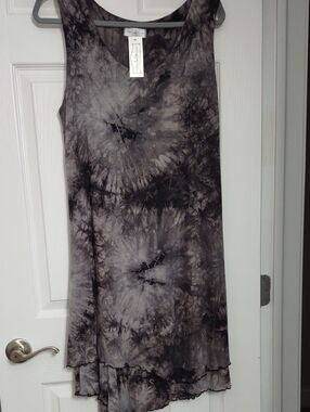 Vine Street Apparel Black & Gray Tie-Dye Midi Dress